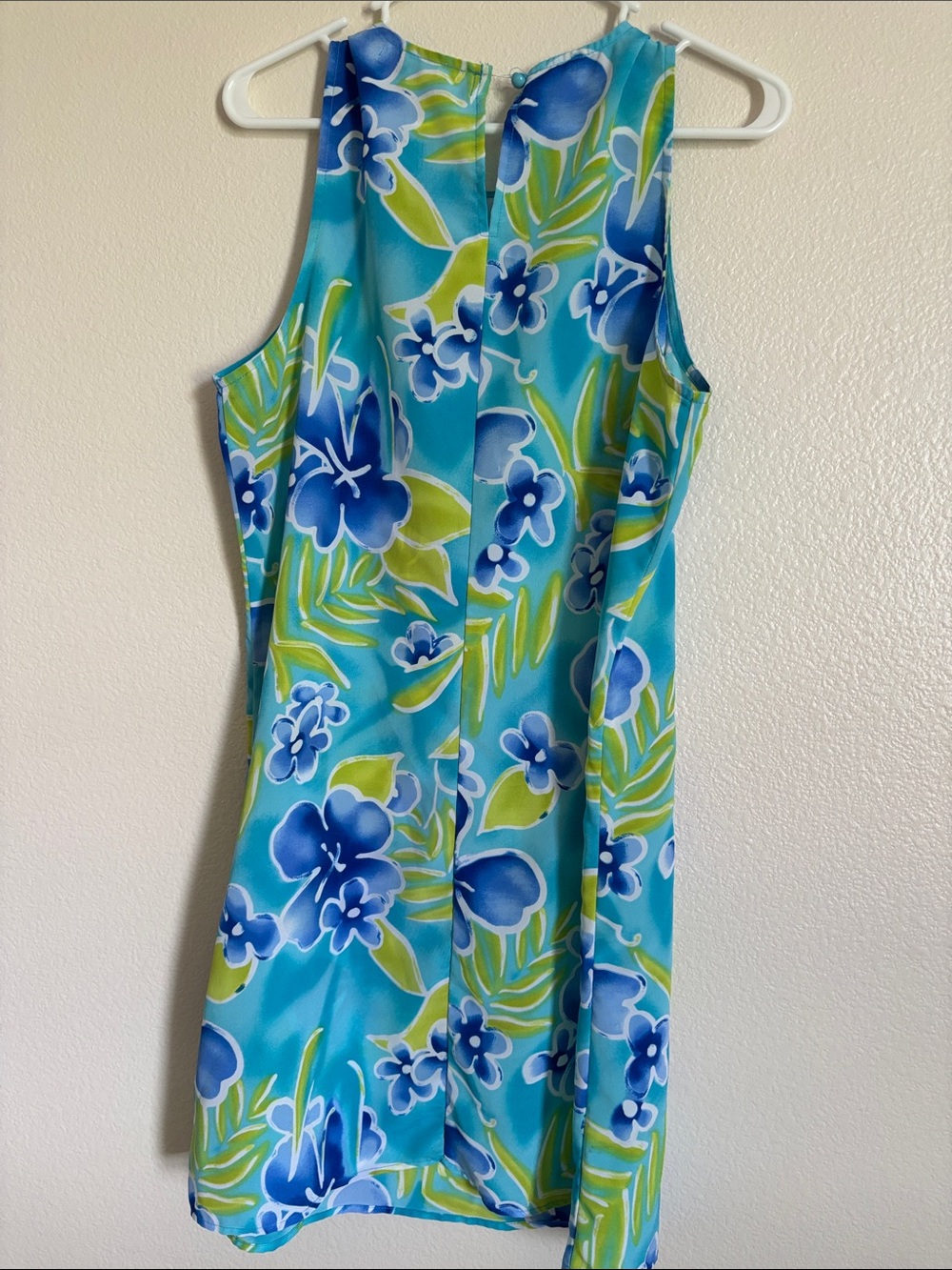 California Concepts Tropical Blue Floral Sleeveless Shift Dress - Picture 3 of 5